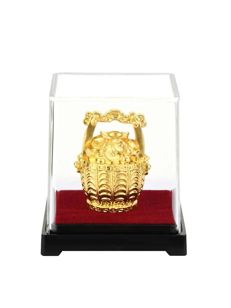 Cubo de figuritas doradas Fengshui cuenco de tesoro de riqueza estatua  de oro de 24k  La Fortuna adornos de escritorio regalos