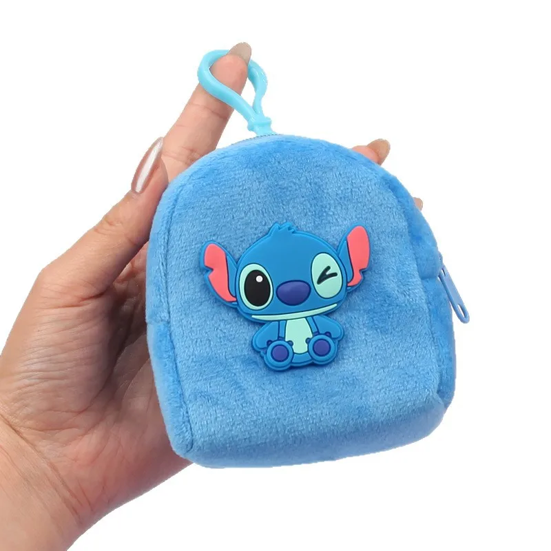 Disney Stitch Coin Pouch Mermaid Case Little Princess Card Holder Chest Badge with Keychain Snow White Coin Purses