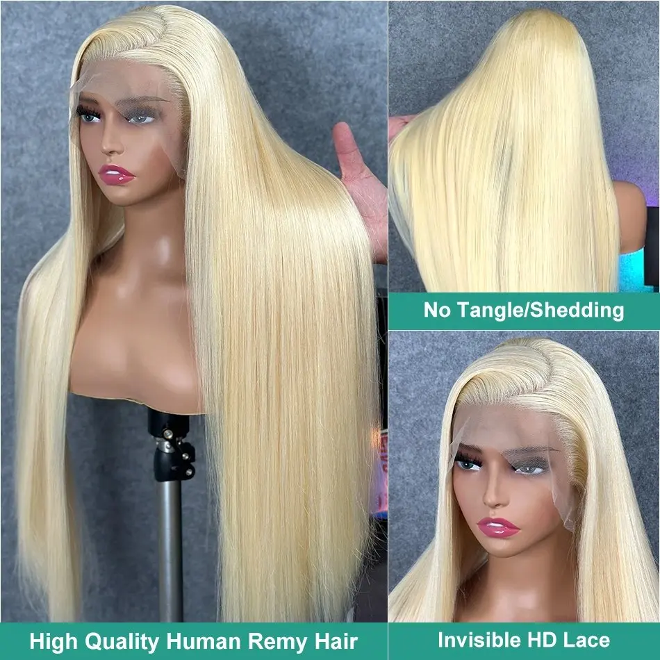 150 Density 20 40inch 13x4 Glueless Blonde 13x6 HD Lace Frontal Wig Blonde 613 Human Hair Wig Straight Bleached Brazilian