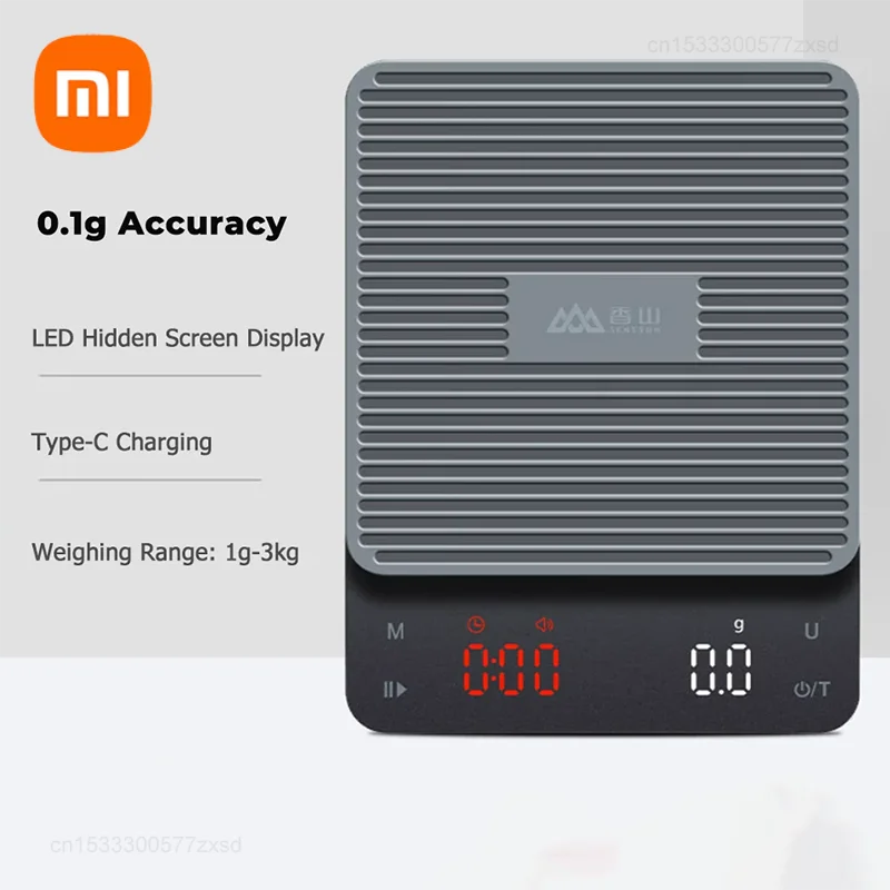 

Xiaomi SENSSUN Electronic Coffee Scale 3kg High Precision Two Timing Modes Touch Pad Keys 300mAh Rechargeable Digital LCD Scale