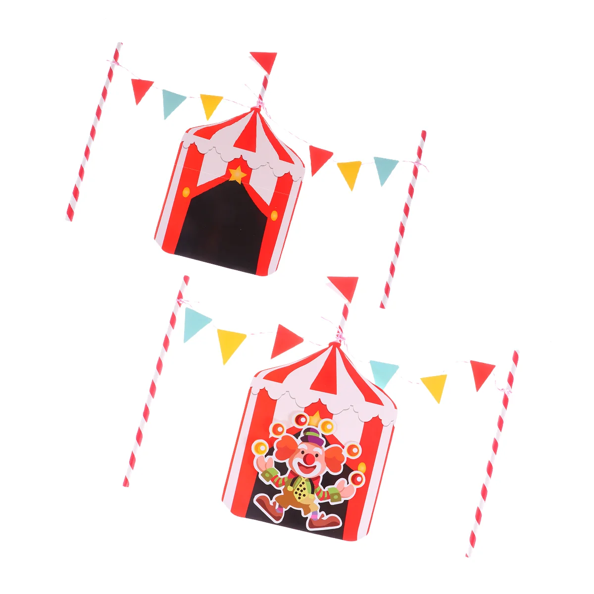 

2 Sets Clown Cupcake Decor Cakes Birthday Circus Topper Paper Picks Toppers Baby