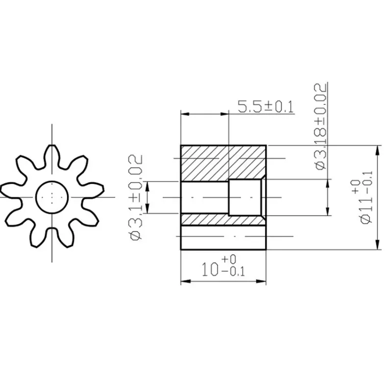 10pcs/lot Powder Metallurgy Copper Base Gear 0.5/0.6/0.8/1 Modulus 9/10/12/16/30 Teeth for Motor Model Small Parts gear