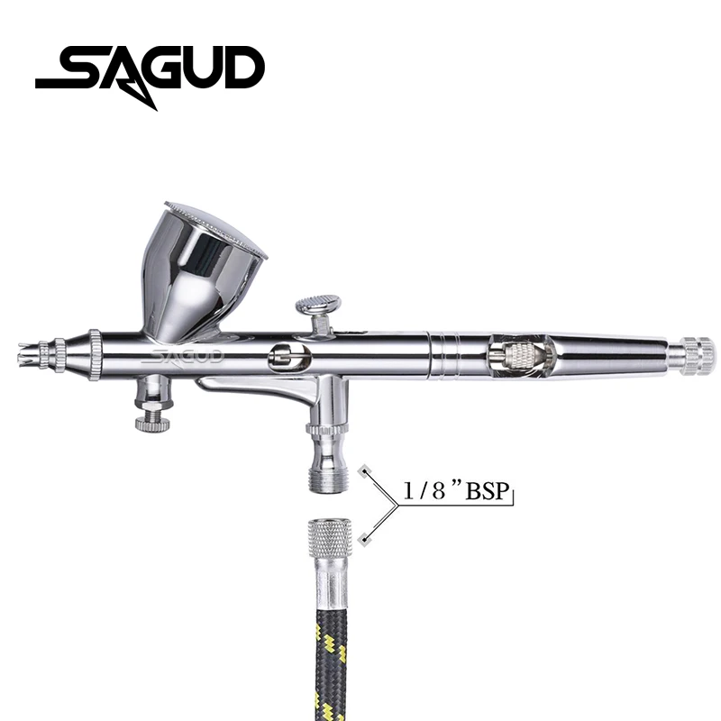 Imagem -04 - Sagud-kit Airbrush Dual Action Gravity Pistola de Pintura Maquiagem Face Tattoo Art Ferramenta Faça Você Mesmo com Air Brush Set