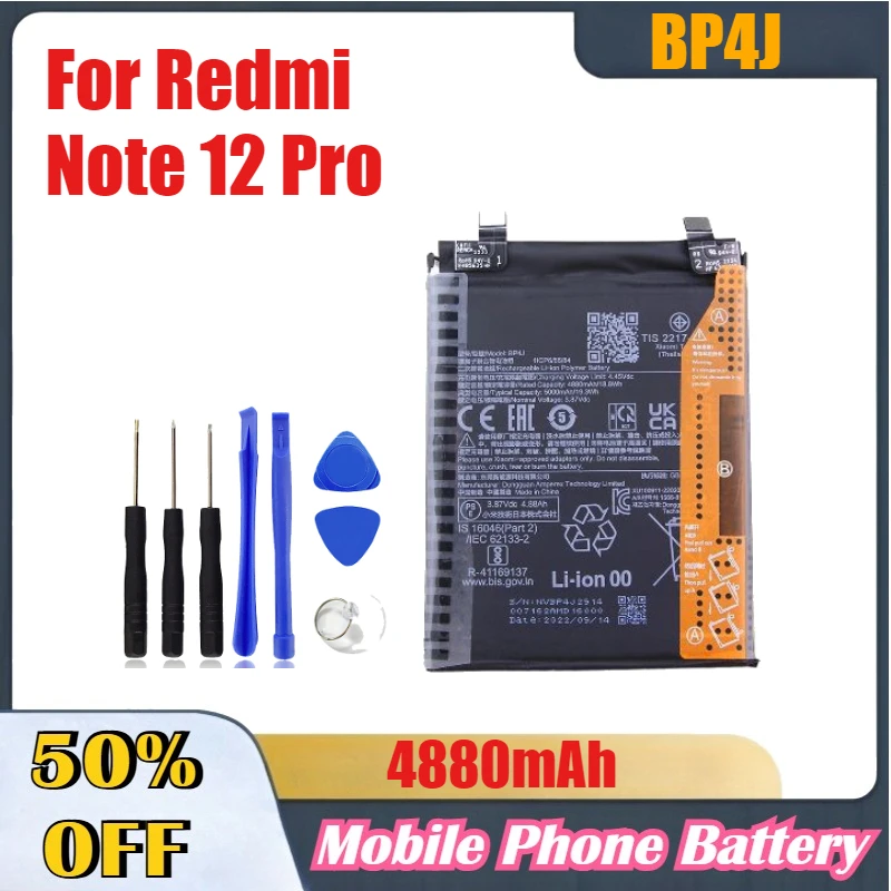 BP4J 4880mAh High-Quality Mobile Phone Batteries For XIAOMI Redmi Note 12 Pro+ Fast Charging