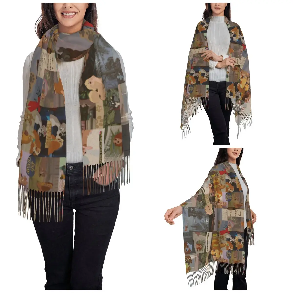 Women's Scarf with Tassel Hocus Pocus Witch Movie Large Super Soft Shawl Wrap Winifred Mary Sarah Daily Wear Cashmere Scarf