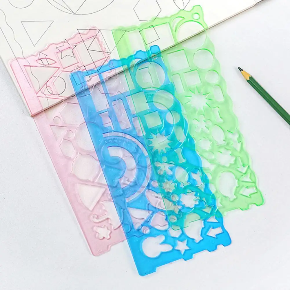 2Pcs Clear Geometric Drawing Ruler Multifunctional Precise And Easy-to-Use Geometric Triangle Protractor Straightedge Hollow-out