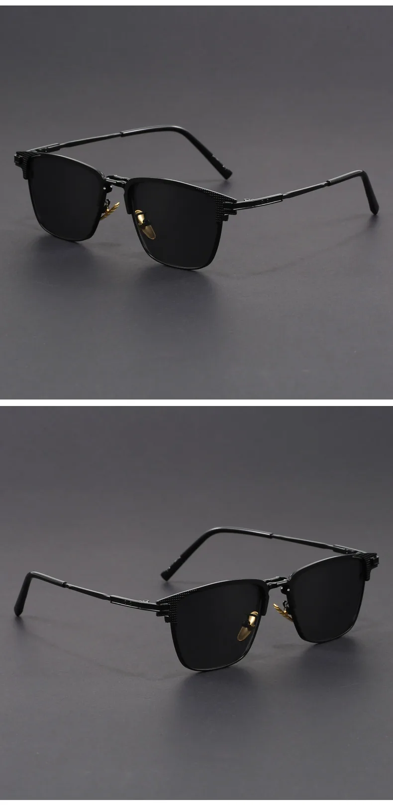Neue Metall Quadratische Sonnenbrille Halbrahmen Polarisierte Sonnenbrille Herren Damen Luxusmarke Designer Sonnenbrillen Männlich Retro Rive – Detail 4