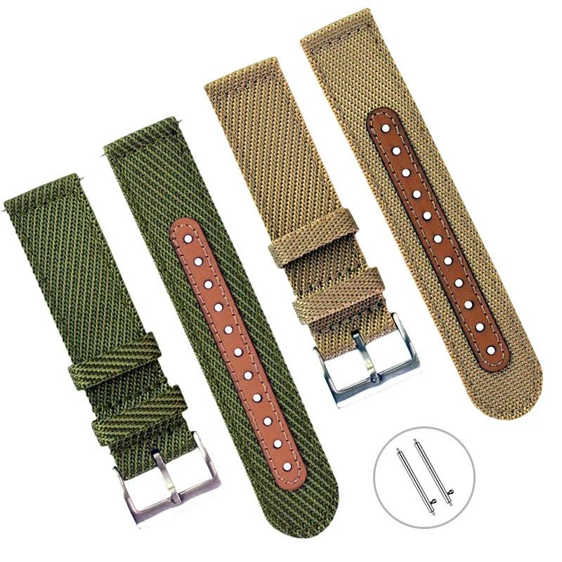 남녀공용 범용 나일론 우븐 손목 스트랩, 롤렉스 시계용 가죽 시계 밴드, 18mm, 20mm, 22mm 하이 퀄리티 퀵릴리즈 손목 밴드