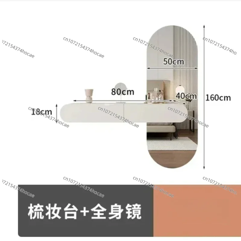 

Dressing Table 160x80cm Cream Wind Hanging Dresser Wall-mounted Bedroom Integrated Hanging Dresser Simple Small Apartment