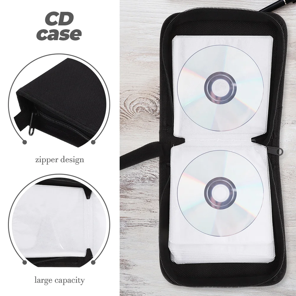 

Thickening Disc Storage Bag CD Holder 40 Capacity Zipper Case 2Pcs Mini CD Organizer for Car
