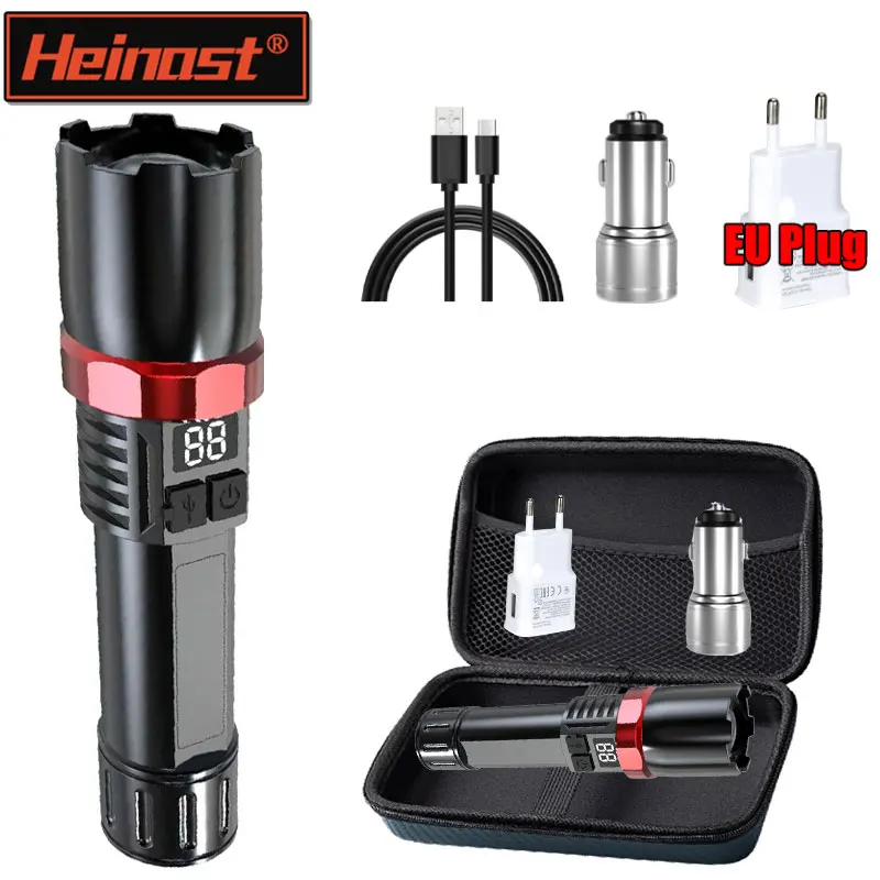 

Портативные перезаряжаемые рабочие фонари с дисплеем батареи, мощный масштабируемый водонепроницаемый светодиодный фонарик, аварийная лампа для кемпинга