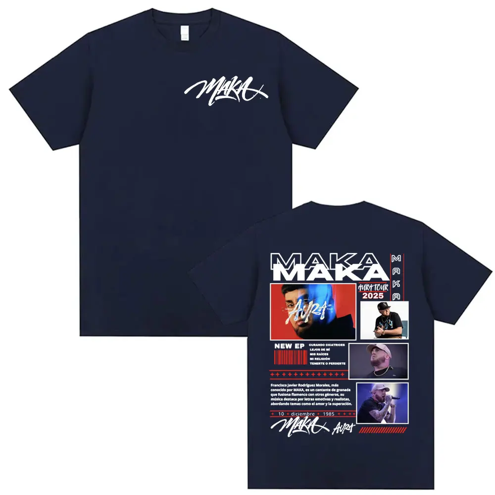 Rapper Maka Aura Tour 2025 Double Sided Print T Shirts Men Women Fashion Hip Hop Gothic T-shirts Casual O-NeckOversized T Shirt