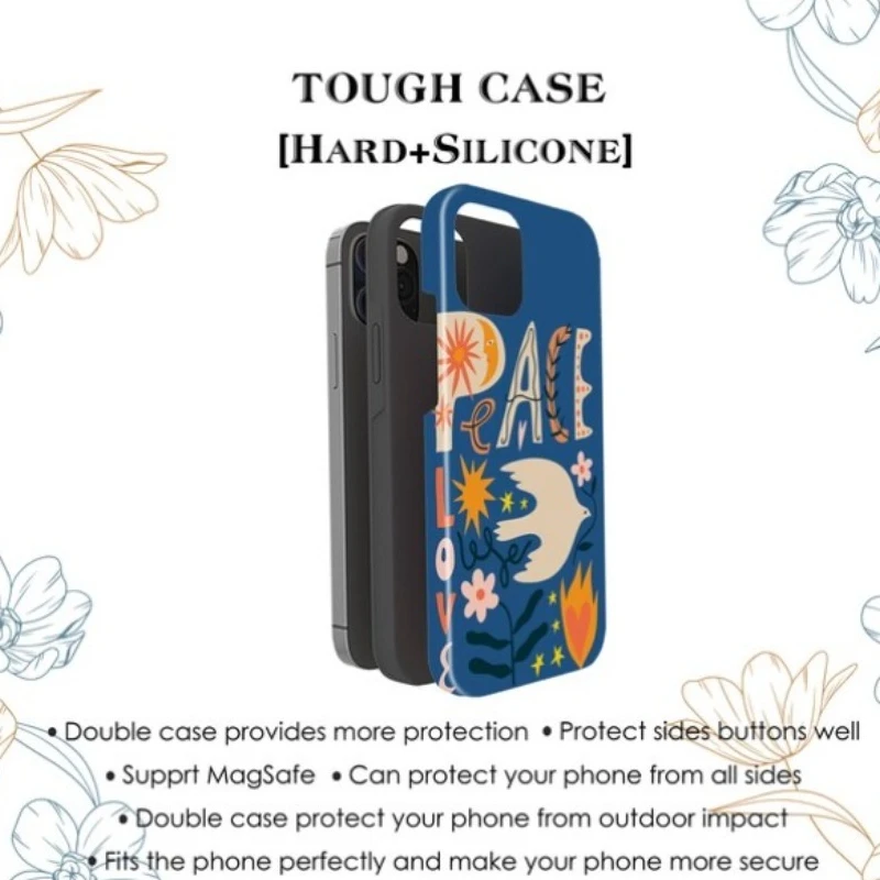 حافظة هاتف مغناطيسية لهاتف آيفون 17 16 15 14 13 12 11 16e Air PRO Plus Blue Dove of Peace Creat غطاء مقاوم للصدمات من الأكريليك الصلب