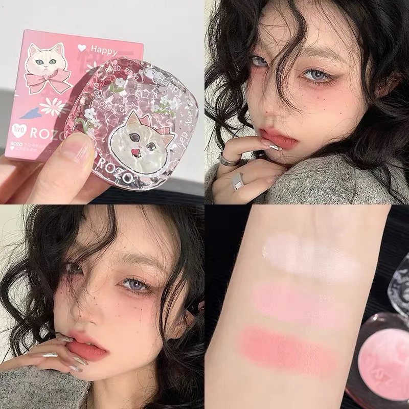 Cute Blush Palette Natural Radiance Korean Shading Makeup Powder Instant Cheekbones Contouring Face Blusher Pallet Cosmetics