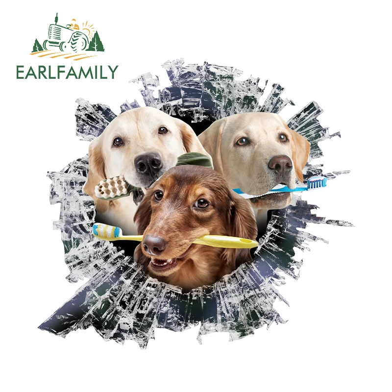 

EARLFAMILY Tear Glass Three Dogs Car Stickers Super Kawaii Style Personality Decals Nice Refrigerator Computer Case Decor