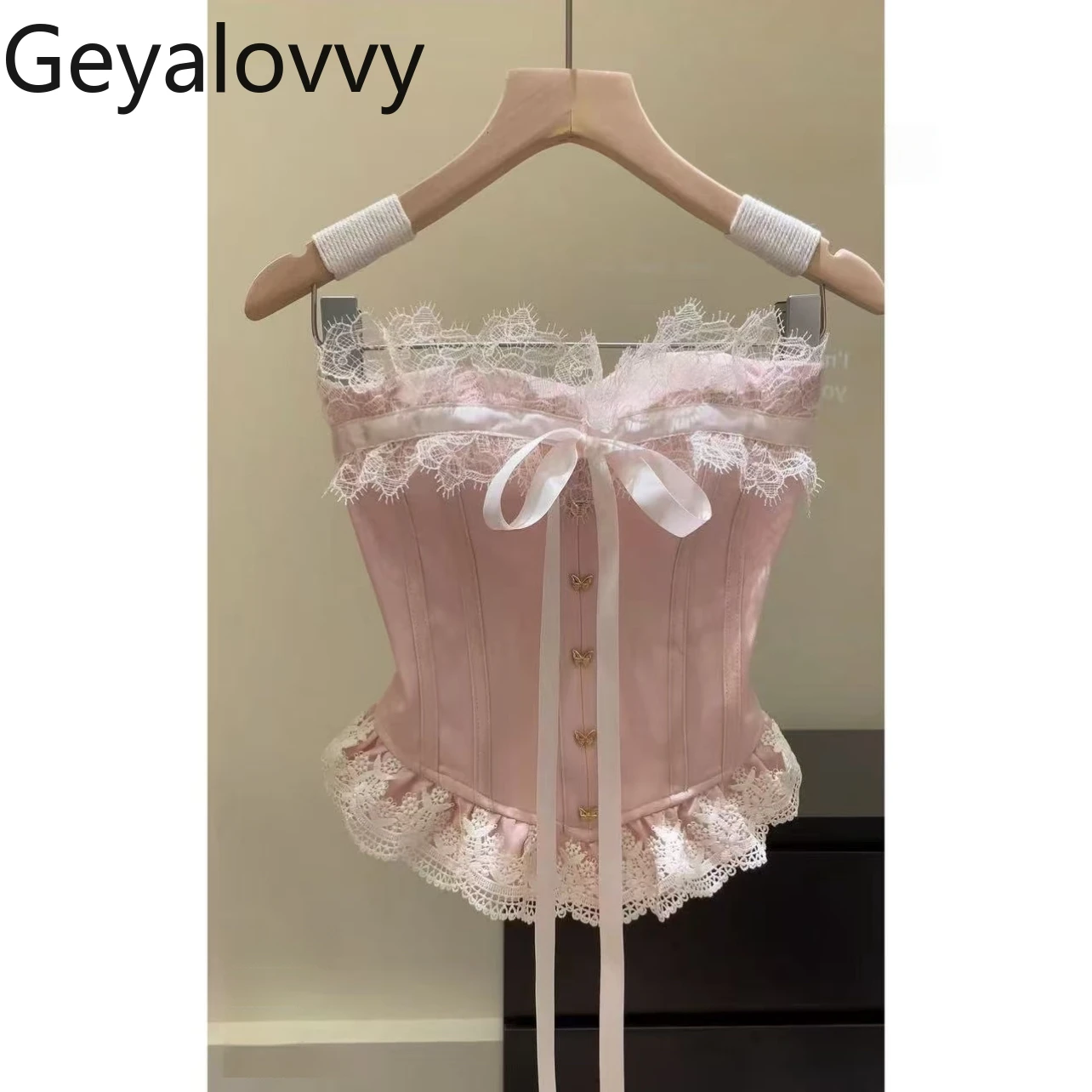 

French Style Pure Desire Lace Patchwork Tube Top for Women Summer New Design Sense Niche Slim Fit Short Camisole Crop Tops