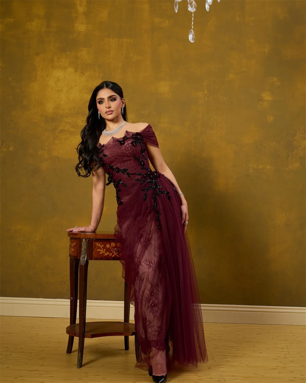 Mila Red Off the Shoulder A-Line Party Dresses Tulle Lace Embroidery Prom Dresses Floor-Length Evening Dresses Customized 2025 image 6