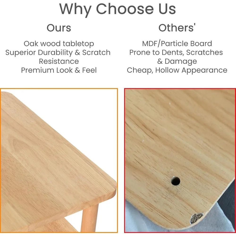 طاولة جانبية من الخشب الصلب مع مساحة تخزين، طاولة نهاية عتيقة للمساحات الصغيرة، مجموعة بدون أدوات #6