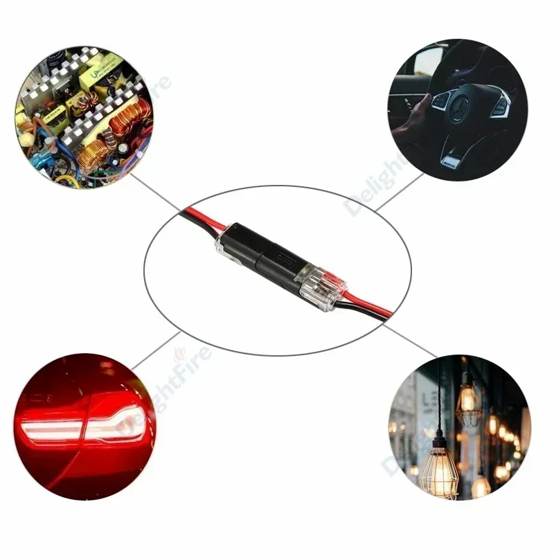 2pin Pluggable Wire Connector Quick Splice No Waterproof Electrical Cable Crimp Terminal for 22-18AWG Car LED Strip Auto Wiring