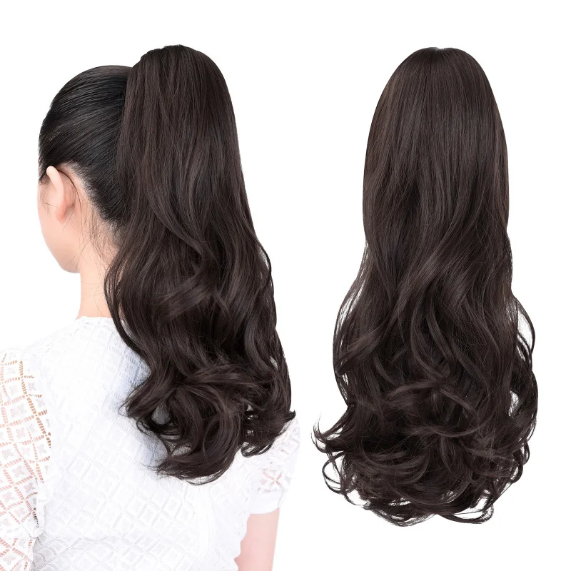 

Short high-temperature fiber large claw clip ponytail , European and American style hair bundle, curly fluffy braided wig pon