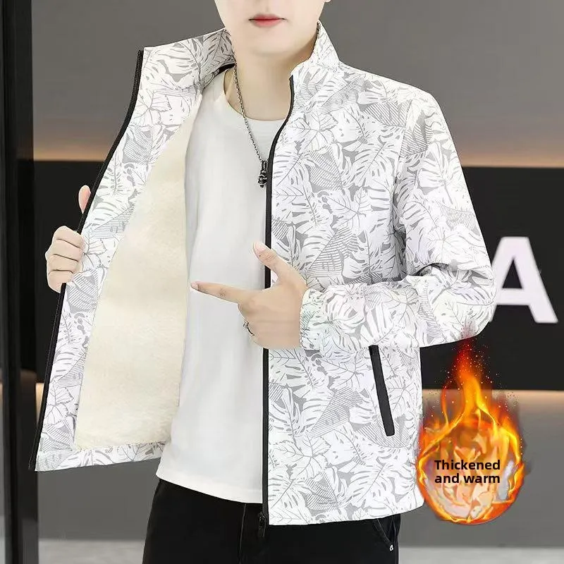 

Осень-зима Thiened Fce на подкладке, приталенная куртка с воротником-стойкой, мужская повседневная модная универсальная верхняя одежда, пальто Jbh8