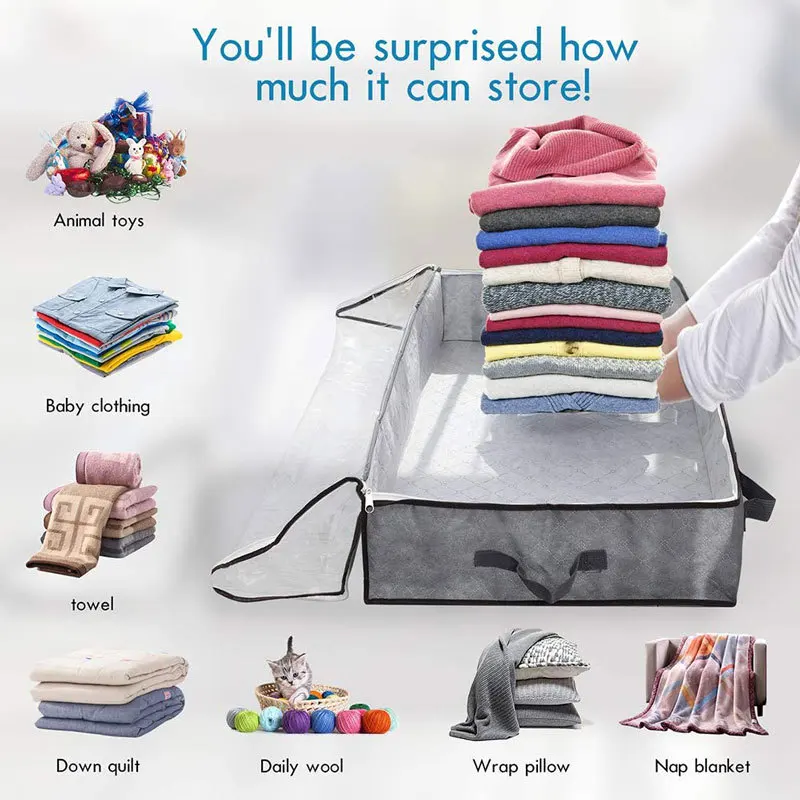 Under Bed Storage Bag Foldable Quilt Bag Wardrobe Clothes Organiser Dust Tidy Box Large Capacity Organizer Sundries Storage Bag