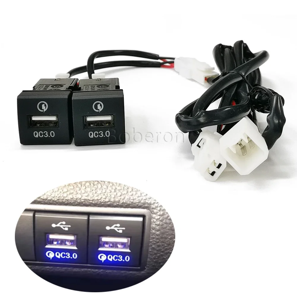 Fit For Prado Corolla RAV4 Camry HIACE Accessories Car Quick Charger Dual QC3.0 USB Phone Charger Adapter