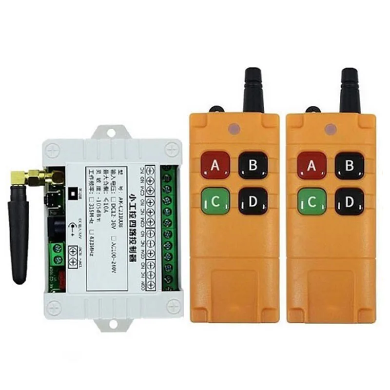 

433M Ndustrial DC 12V 24V 36V 4CH RF беспроводной пульт дистанционного управления радиоприемник с пультом дистанционного управления на большие расстояния 20-2000M