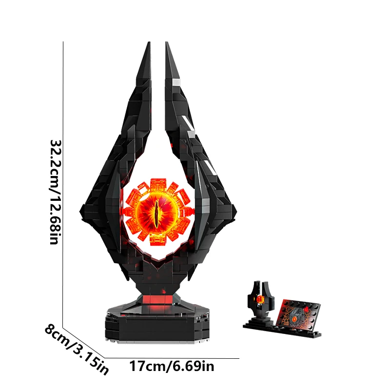 Juego de bloques de construcción Sauron Eye con luz, 925 Uds., modelo de arquitectura de torre oscura para adultos y niños, juguetes, regalo de colección de la Tierra Media