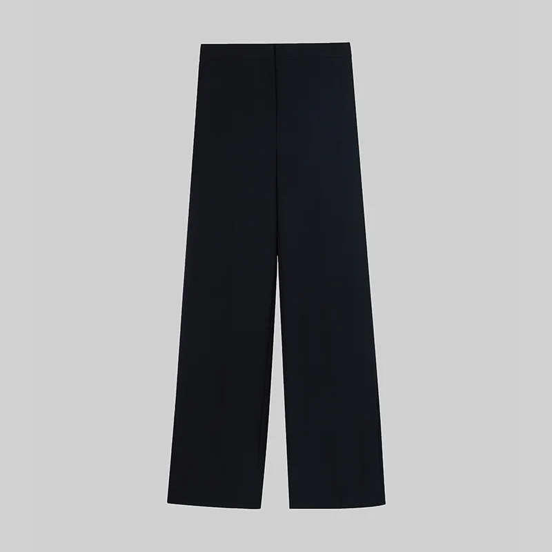 

Versatile Straight Leg Pants Autumn Winter Slimming Lengthening Casual Pants Simple High Waist Long Trousers for Women