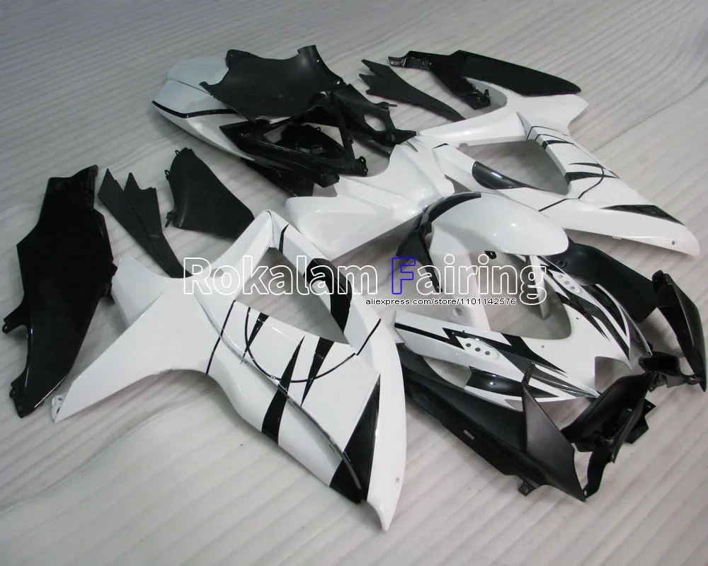 For Suzuki K8 GSX-R600 GSX-R750 2008 2009 2010 GSXR600 GSXR750 08 09 10 White Black Sportbike Fairing Kit (Injection molding)