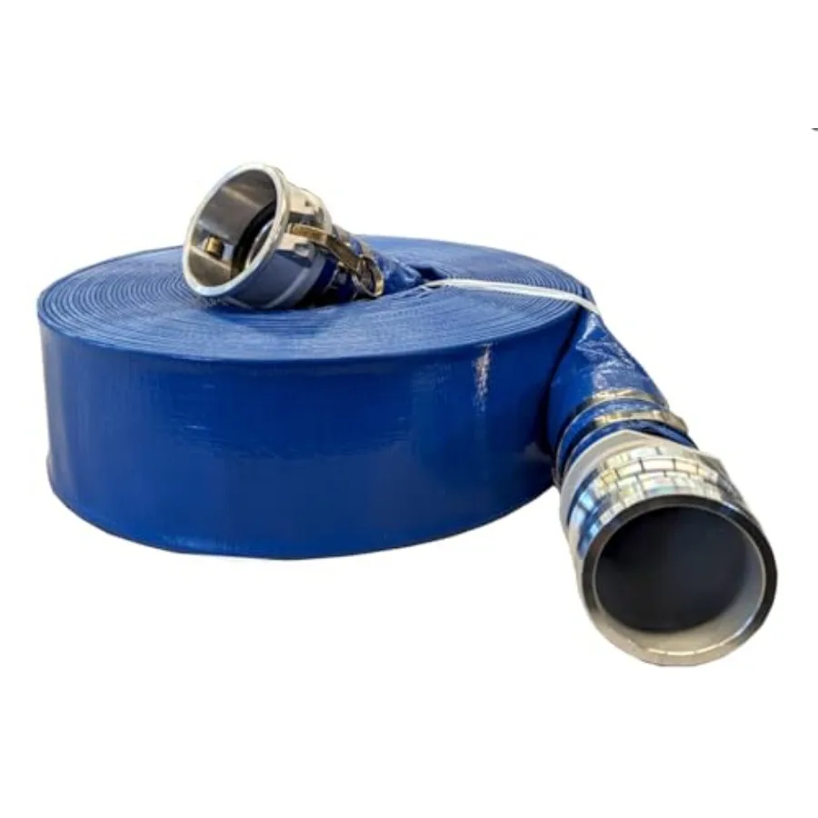 

Heavy Duty Reinforced PVC Lay Flat Hose Assembly 70 PSI with Aluminum C E Fittings for Pool Backwash Flood Control Slurry Clean