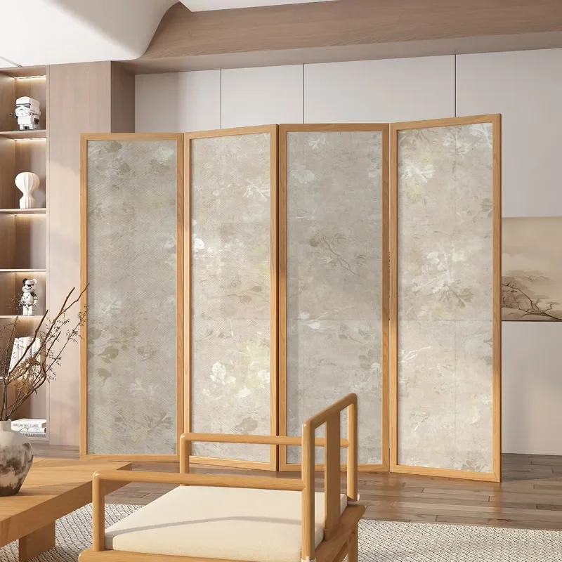 for Household Screen Home Blocking Partition Living Room Foldable Mobile New Zen Solid Wood Folding Screen Oriental