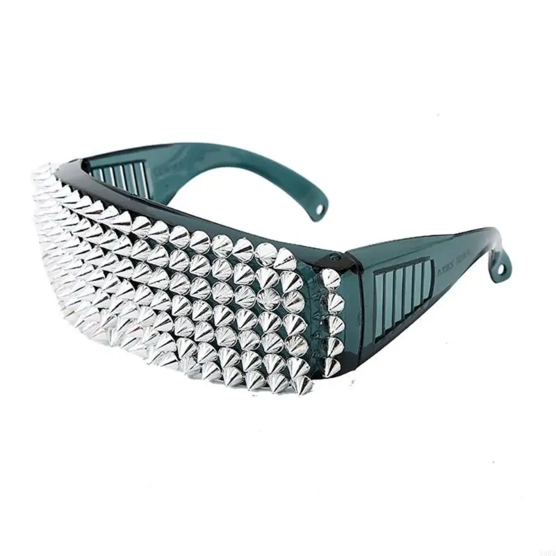 Y88A Punk Full Spiked Sunglasses Sun Protections Eyeglasses Popular Rockers Hiphop Sunglasses for Music Festival Everyday Use