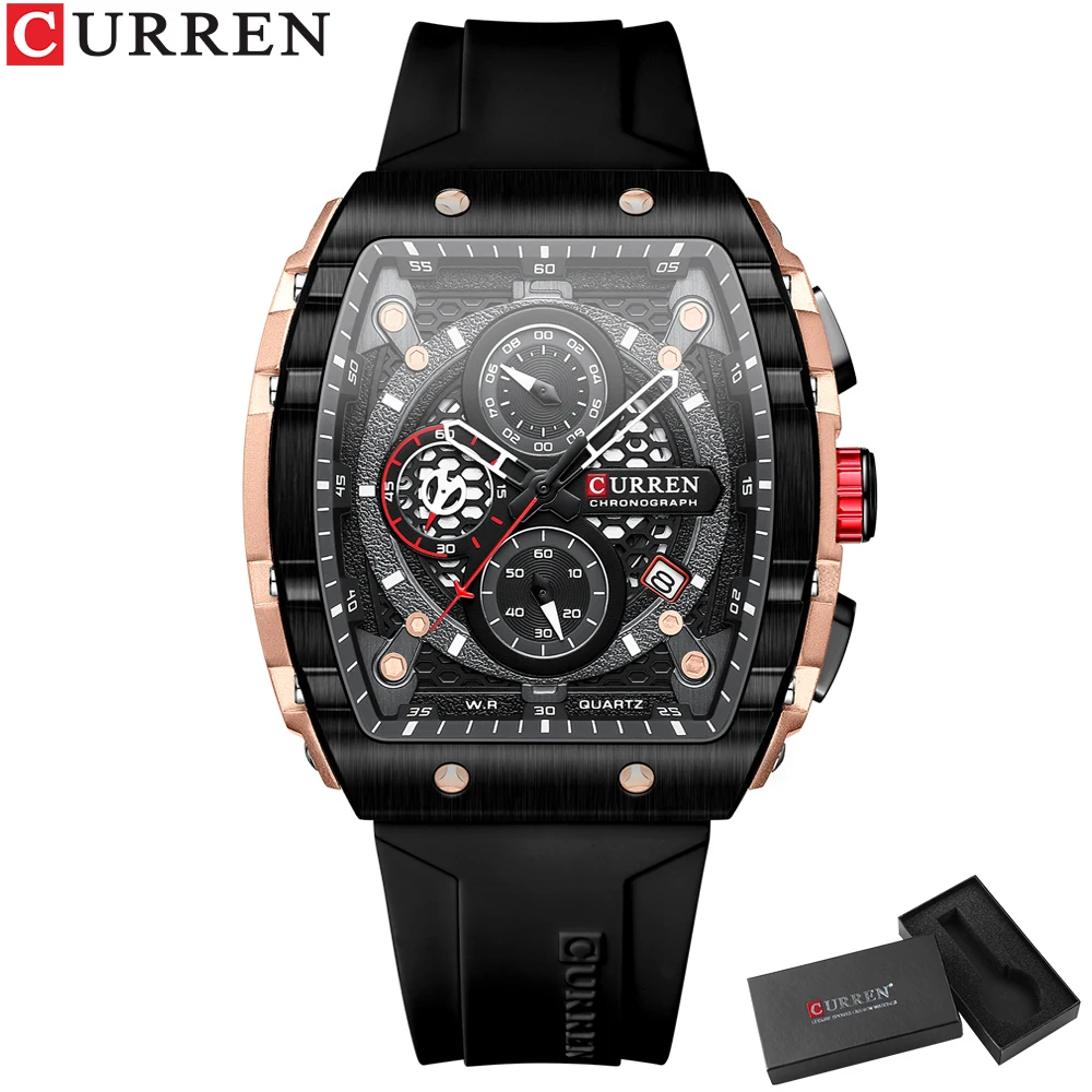 CURREN Mode Herrenuhr Marke einzigartiges quadratisches Design Luxus Quarz Sportband Uhren Herren wasserdicht 5