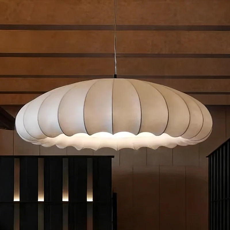 Japanese Wabi Sabi Fabric E27 Pendant Light Living Dining Room Minimalism Chandelier Designer Home Decor Bedroom Hanging Lamp