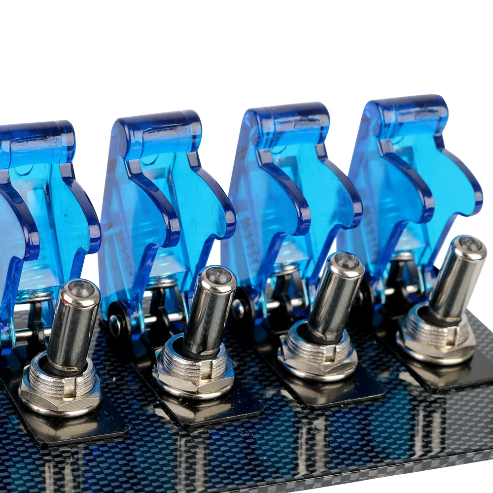 4 Blue & 1 Red Racing Car Engine Switch 12V Auto LED Toggle Ignition Switch Panel Start On/Off Push Set Kit