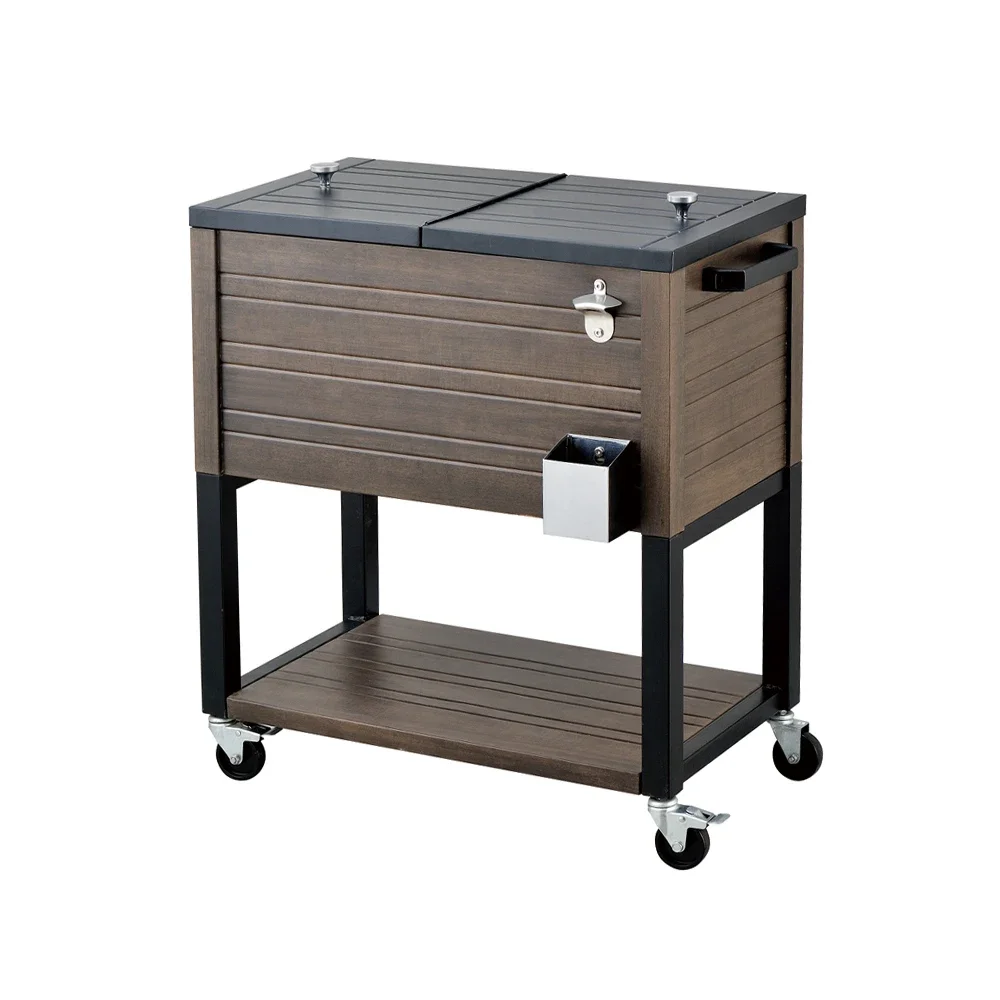 Picnic de la cerveza del refrigerador del carro de la caja del refrigerador de la alta calidad 60L del grano de madera