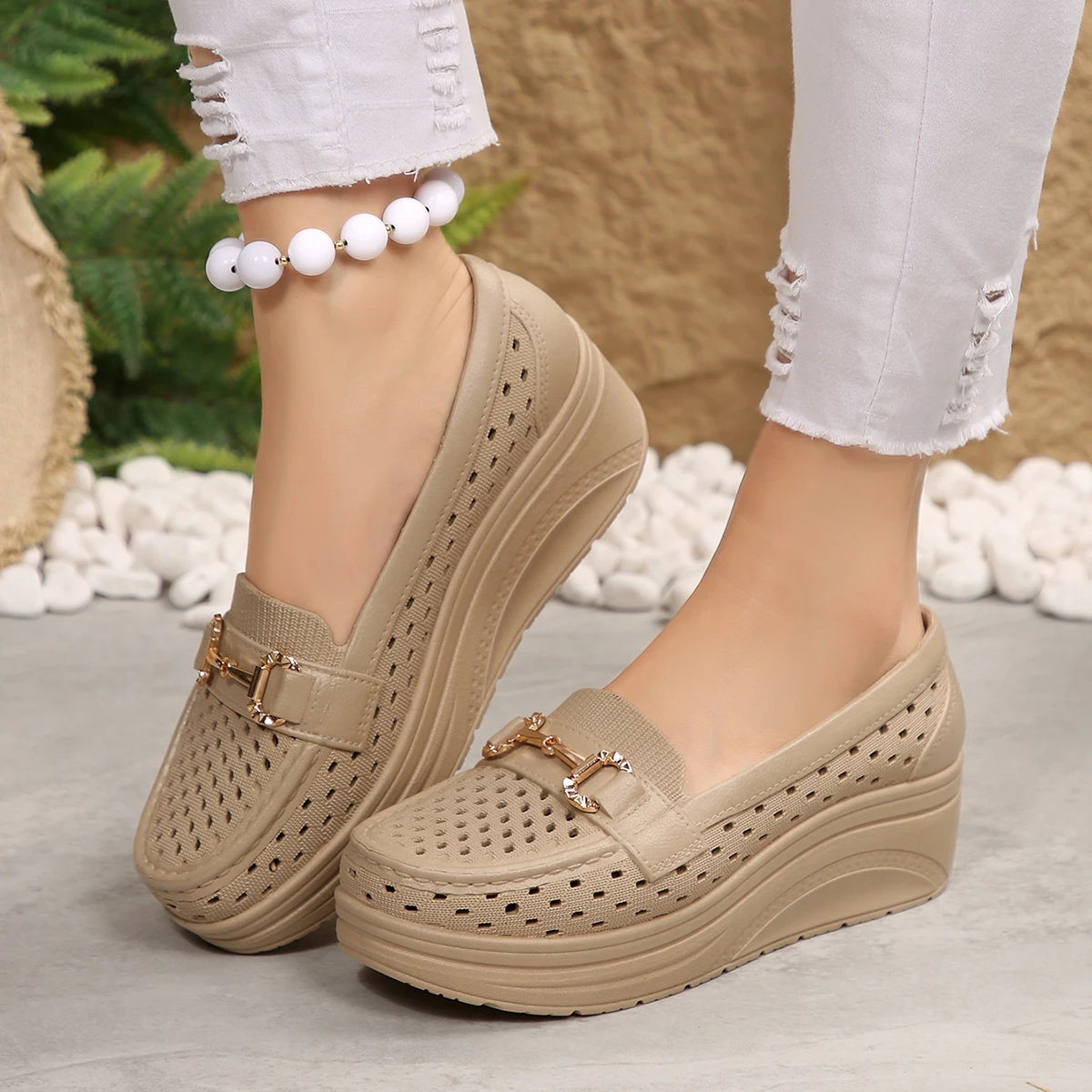 Fashion New Breathable Sexy Wedge Work Shoes Spring Summer Hot-selling Comfortable Thick-soled Non-slip Sports Shoes for Women