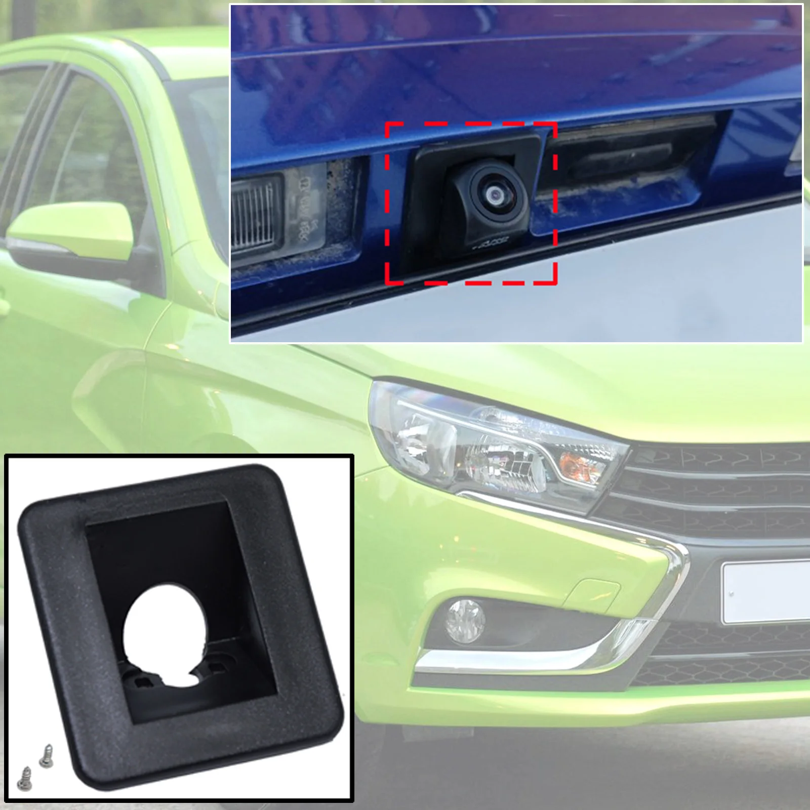 For Lada Vesta Cross BA3 SW Wagon 2018 2017 Car Rear Camera Bracket Mount License Plate Light Housing Cover Accessories