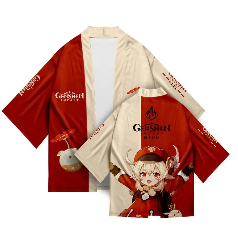 Anime Genshin Impact Kimono Mona Hu Tao Raiden Shogun Cloak Pajamas Women Men Summer Clothes Three Quarter Sleeve Casual Haori