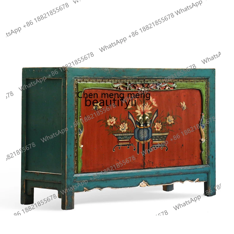 X  Old entrance, Chinese imitation old TV cabinet retro dining side, room cabinet, solid wood foyer cabinet