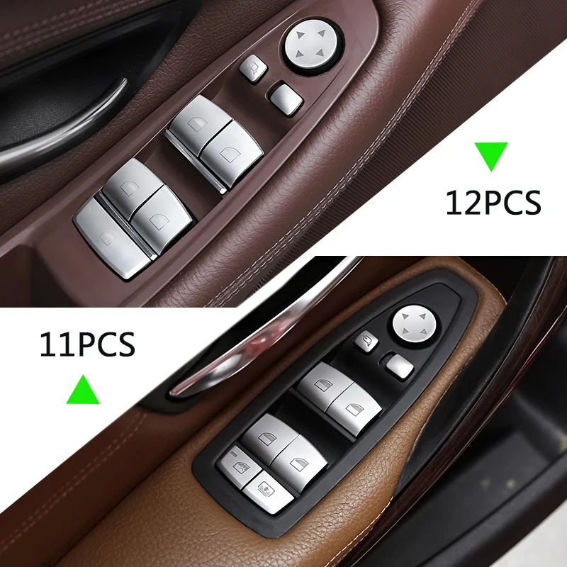 For BMW 5 Series F10 F18 252 528 530 2011 - 2017 11PCS/12pcs ABS Chrome Car Door Window Switch Buttons Cover Sticker Trim