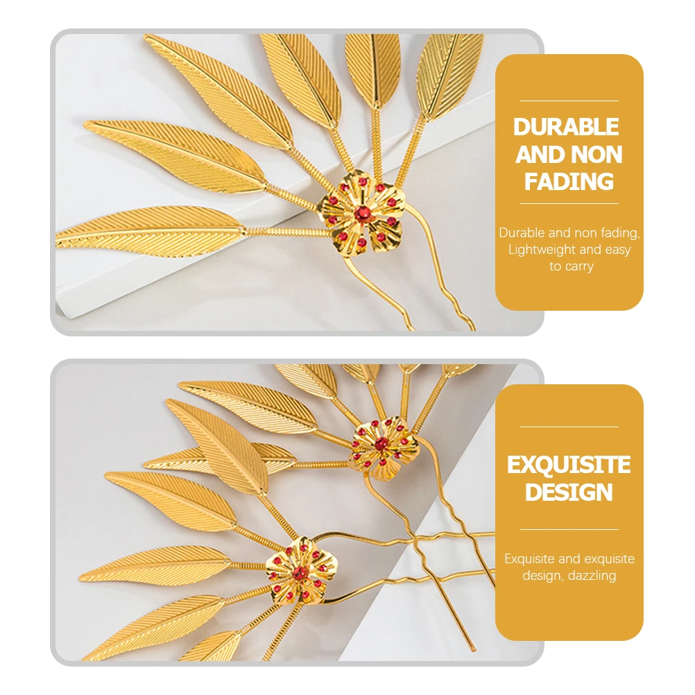 

1Pcs Stunning Golden Leaves Hair Fork Chinese Hair Accessories For Medium Thick Hair