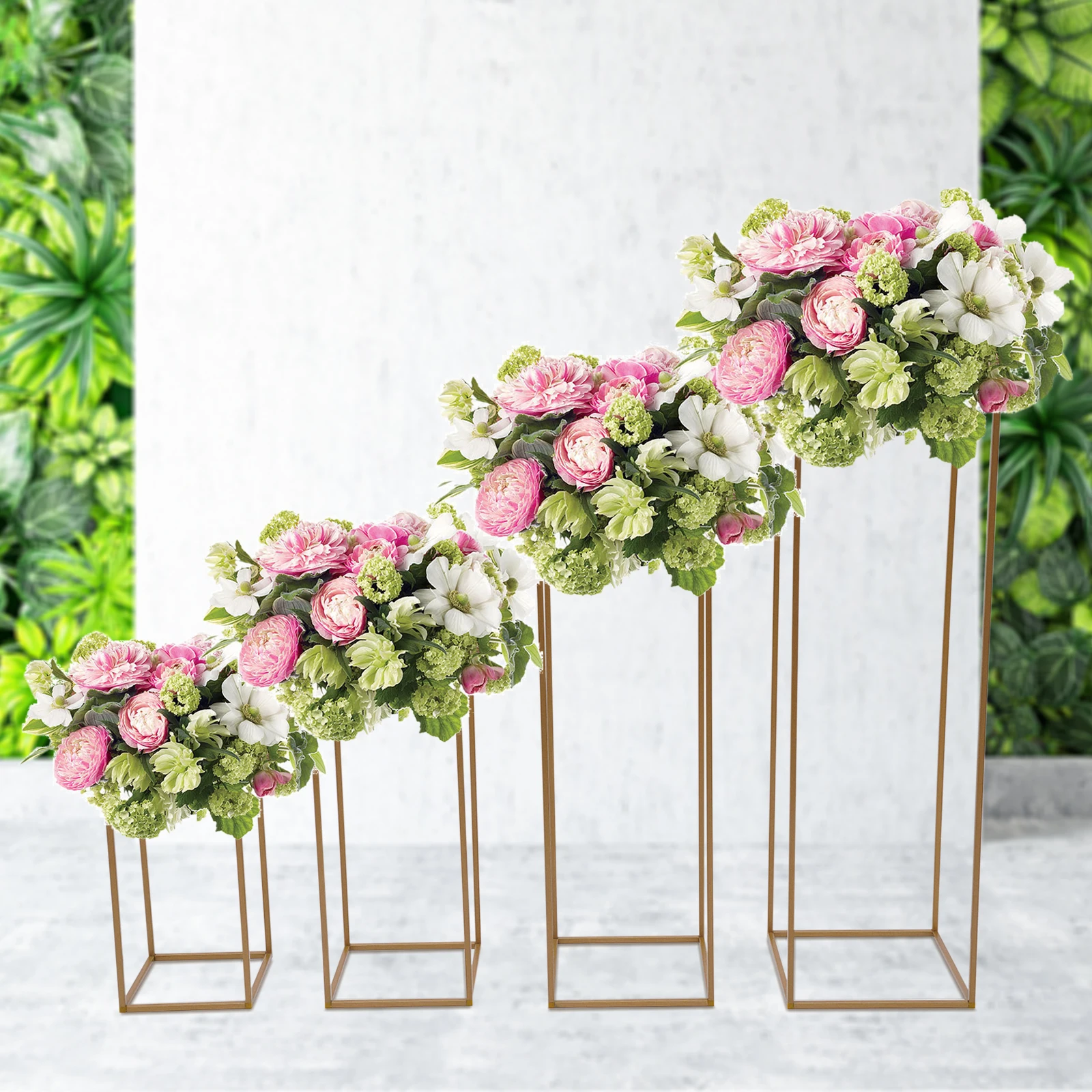 4Pcs Tall Gold Wedding Backdrop Flower Vase Stand Metal Table Centerpieces Decor Floral Arrangement for Party Home Decor