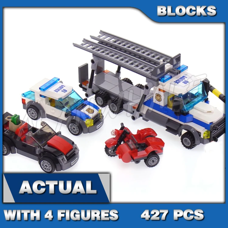 

427pcs Town Cop Auto Transport Heist Crooks Motorbike Car Barrier 10658 Building Blocks Set Bricks Compatible with Model