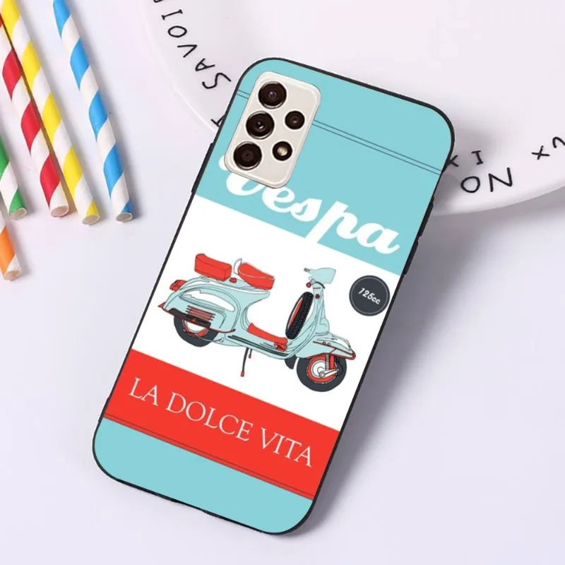 V-Vespa custodia per telefono moto per Samsung A91 A81 A73 A72 A71 A30S A20 A12 A13 A52 A53 4G 5G Cover morbida nera Funda Shell