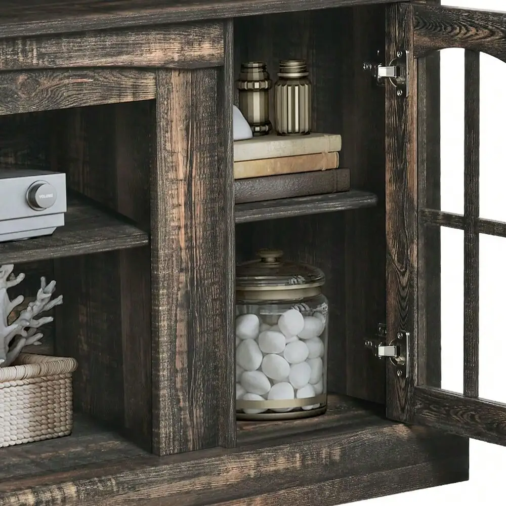 Suporte de TV com luzes LED e tomadas de energia para centro de entretenimento de 70/65/60 polegadas