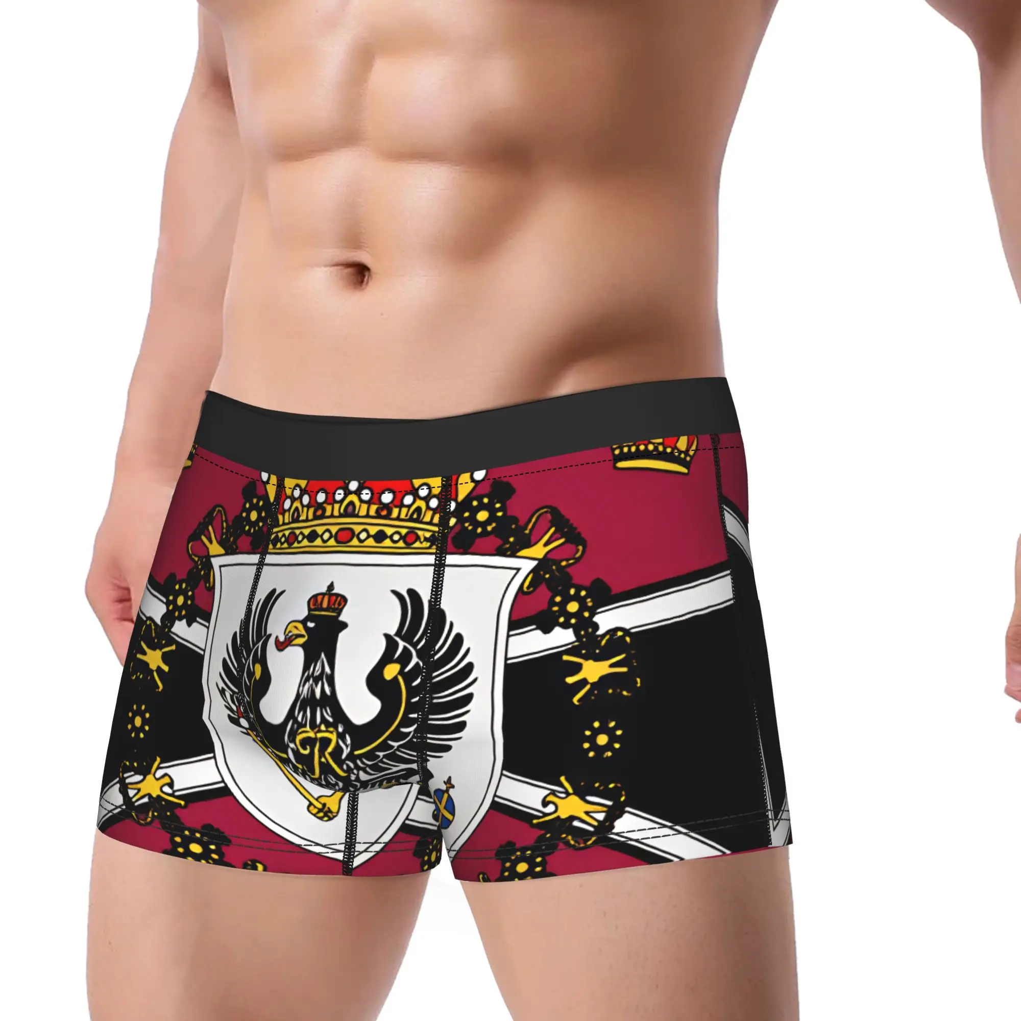 Kingdom of Prussia Underwear  Comfortable Panties Print Boxer Brief For Men 3D Pouch Plus Size Trunk