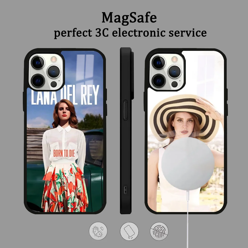 L-Lana Del R-Rey Phone Case For iPhone 16 15 14 13 12 11 Pro Max Plus Mini Magsafe Mirror Wireless Magnetic Cover